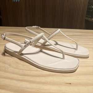 Crocs Miami Thong Flip sandals Cream Colored Women's Sz 11 Adjustable Heel